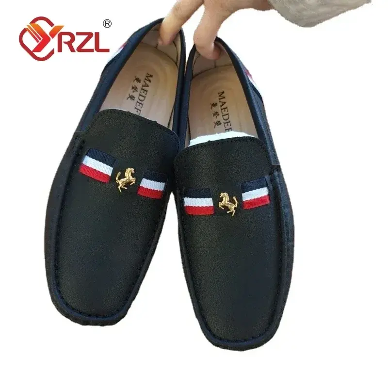 YRZL White Loafers Mens Black PU Leather Loafers for Man Casual Slip on Moccasins Men Comfy Moccasin Driving Shoes for Men