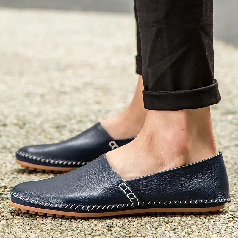 Fashion Men's Driving Shoes Leather Slip-on Mocassin Homme Loafers Casual Breathable Soft Comfortable Big Size Zapatillas Hombre