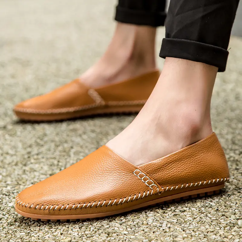 Fashion Men's Driving Shoes Leather Slip-on Mocassin Homme Loafers Casual Breathable Soft Comfortable Big Size Zapatillas Hombre