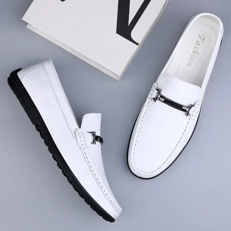 Luxury Mens Genuine Leather Shoes New Casual Shoes Men Blue Business Men Slip-on Shoes All-Match Loafers Handmade Driving Flats