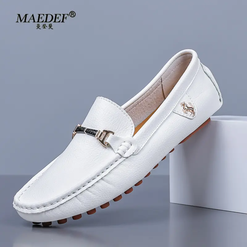 MAEDEF Men's Shoes White Loafers Men Casual Shoes Brand Mens Loafer Breathable Big Size Driving Walking Shoes for Men Moccasins