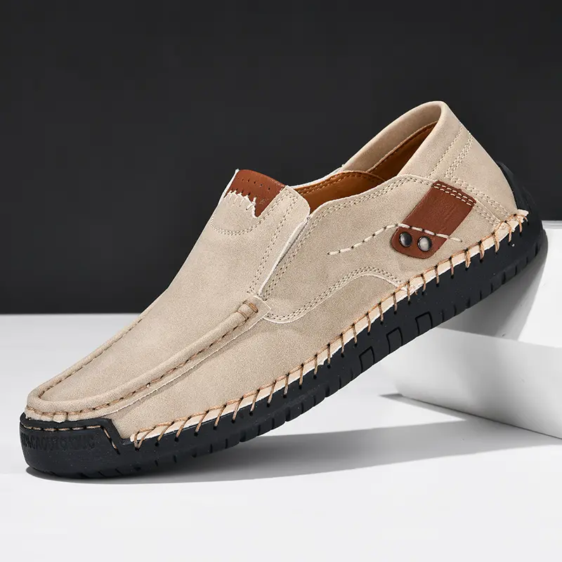 Handmade Leather Men Shoes Casual Comfortable Slip On Loafers Men Leather Shoes Flats Moccasins Walking Shoes Fall Dropshipping