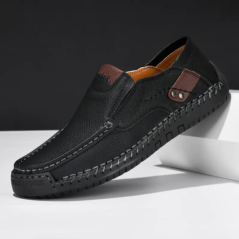 Handmade Leather Men Shoes Casual Comfortable Slip On Loafers Men Leather Shoes Flats Moccasins Walking Shoes Fall Dropshipping