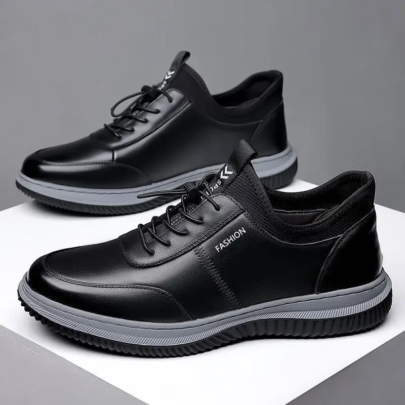 Men's Casual Leather Shoes Outdoor Walking Low Top Shoes Men's Office Party Casual Shoes Men's Sports Soft Sole Non-Slip Shoes