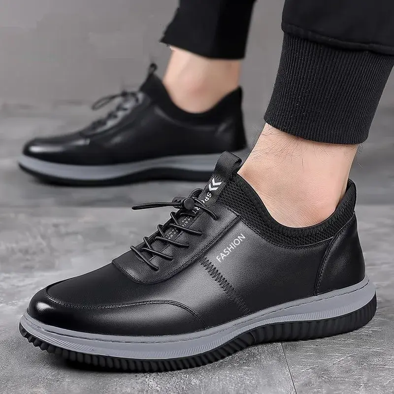 Men's Casual Leather Shoes Outdoor Walking Low Top Shoes Men's Office Party Casual Shoes Men's Sports Soft Sole Non-Slip Shoes