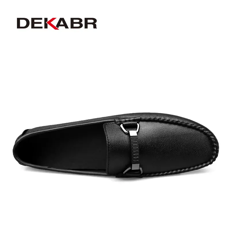 DEKABR Summer Loafers Men Luxury Brand Moccasins Shoes Men Leather Loafers Shoes Slip on Non-Slip Working Office Loafers for Men