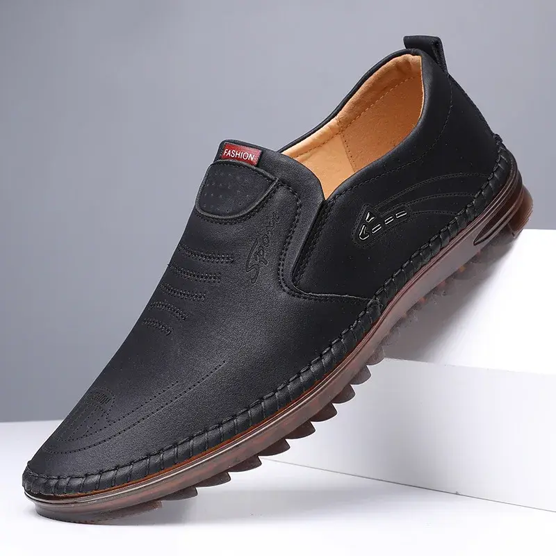 2024 Men's Leather Shoes Fashion Soft Leather Casual Leather Shoes Wear resistant Bean Shoes Men's Shoes