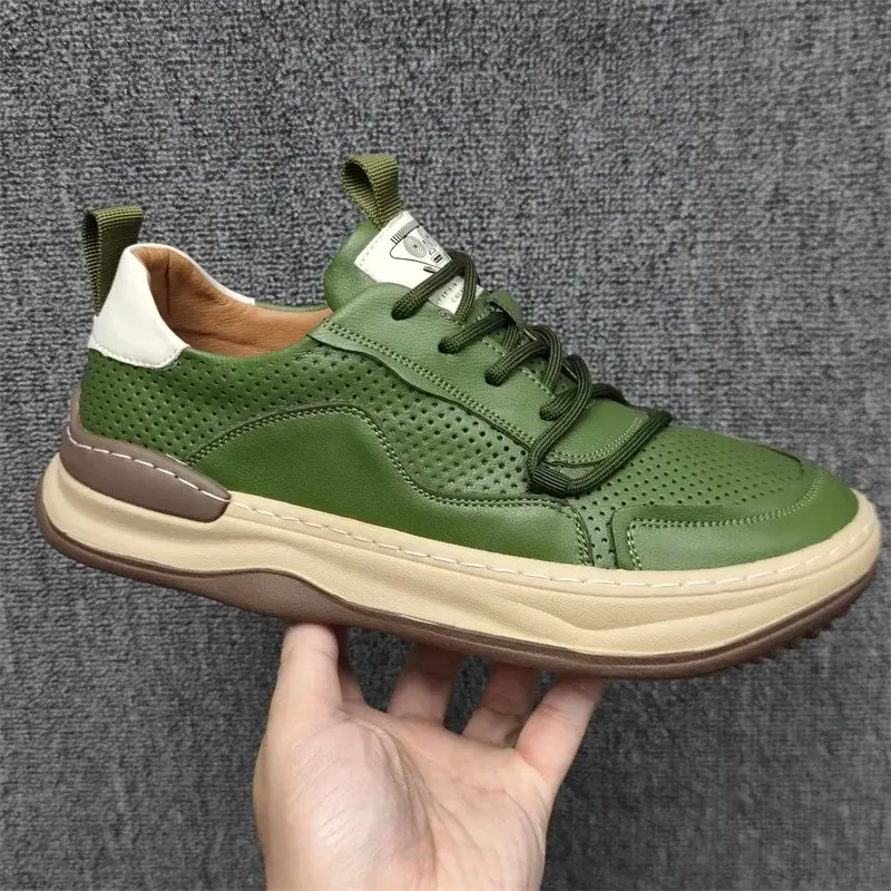 Genuine Leather Men Casual Shoes Outdoor Men's Sports Shoes Comfortable Breathable Running Shoes Light Sport Zapatillas Hombre