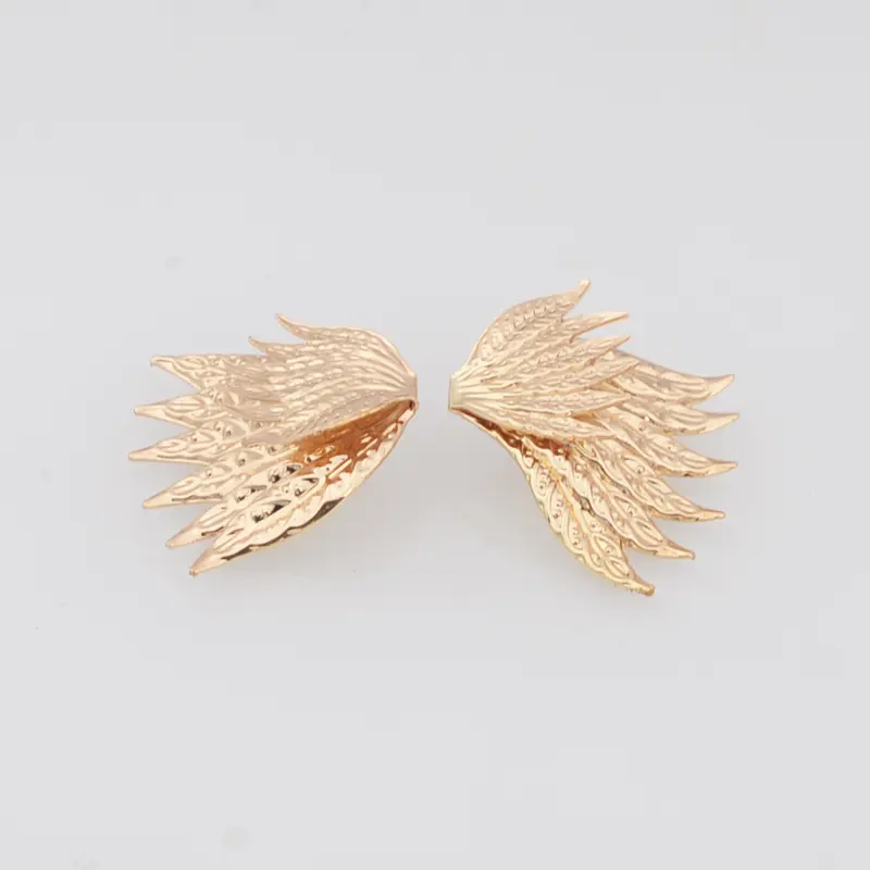 Golden Metal Wings Drop Earrings for Women Trendy Double Layer European Dangle Earrings Wedding Party Vintage Statement Jewelry