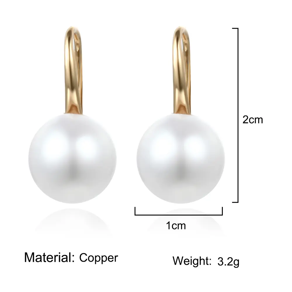 Small Round Imitation Pearl Earrings for Women Girls Simple Geometric Party Elegant Sweet Hoop Jewelry Golden Silver Color