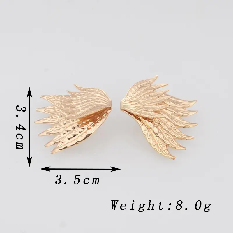Golden Metal Wings Drop Earrings for Women Trendy Double Layer European Dangle Earrings Wedding Party Vintage Statement Jewelry