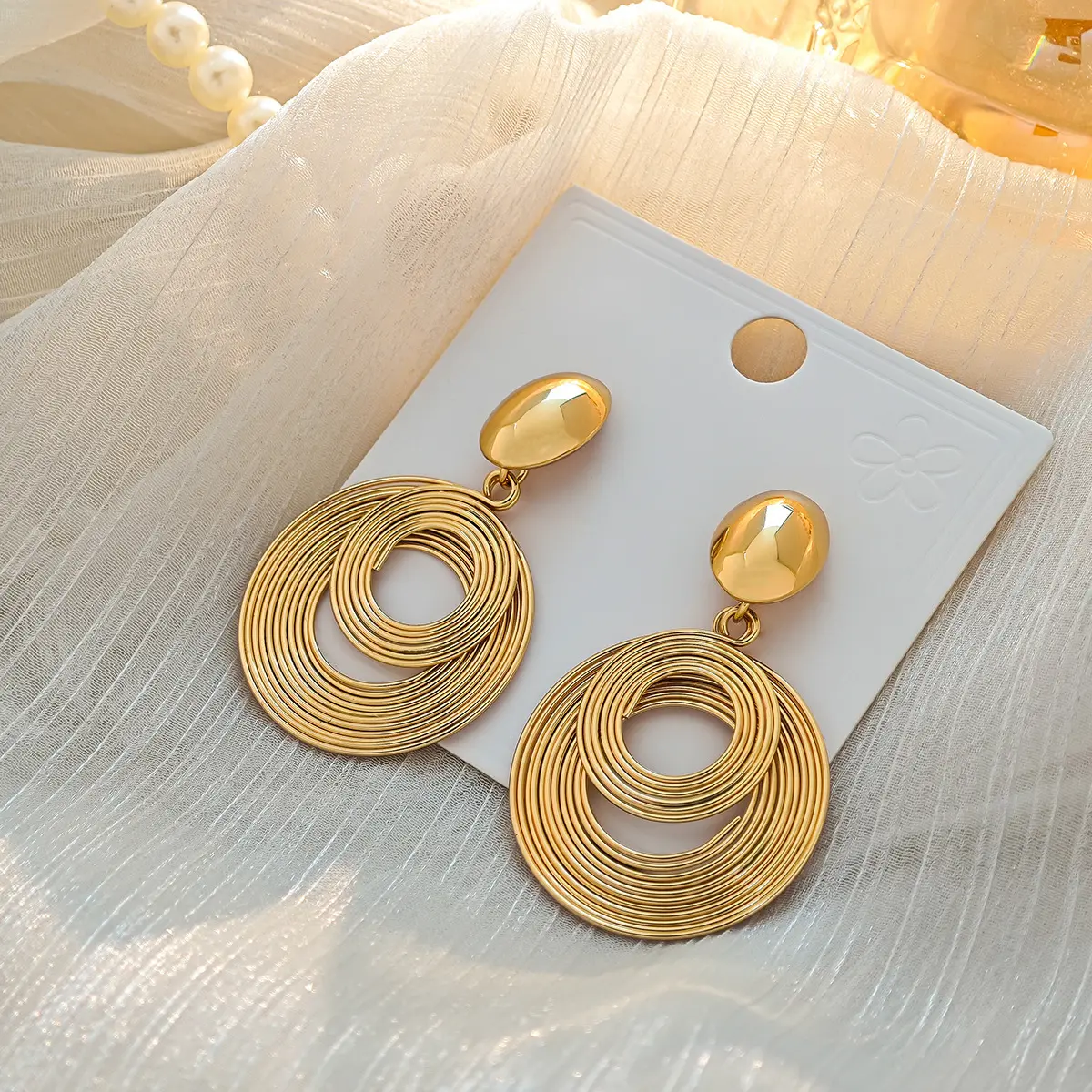 Multi Layer Metal Wound Coil Dangle Earrings for Women Trendy Geometry Round Circle Oval Drop Earrings Party Vintage Jewelry
