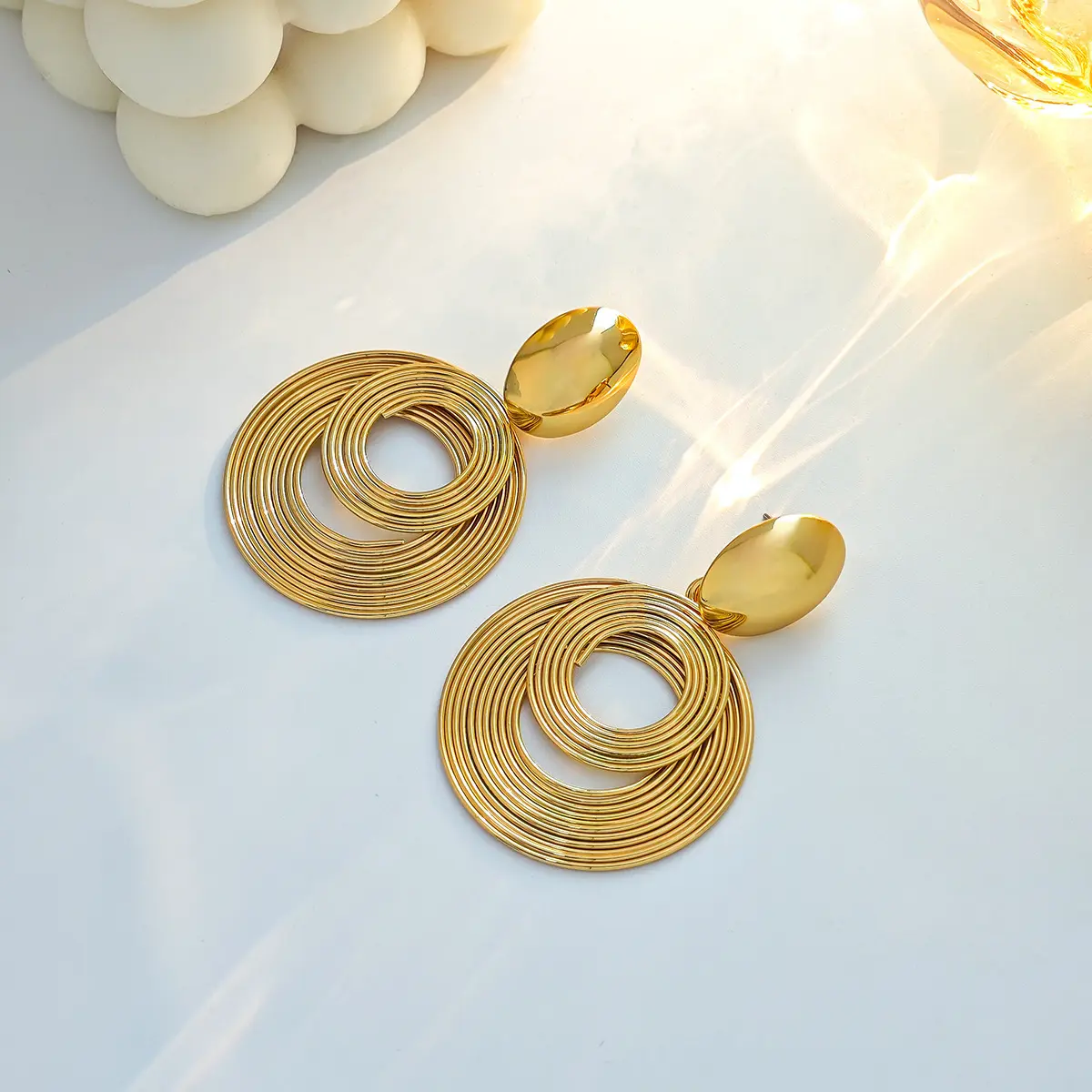 Multi Layer Metal Wound Coil Dangle Earrings for Women Trendy Geometry Round Circle Oval Drop Earrings Party Vintage Jewelry