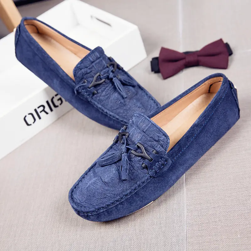 Hot Sale Brand Men Loafers Genuine Leather Suede Men's Casual Shoes Moccasins Slip on Boat Shoes Fashion Tassel Driving Flats