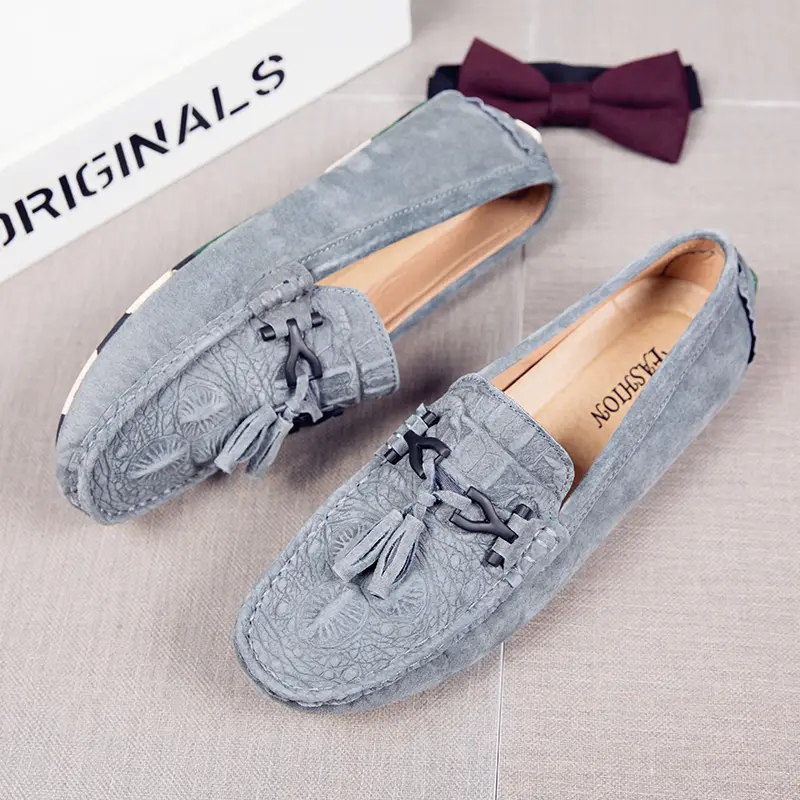 Hot Sale Brand Men Loafers Genuine Leather Suede Men's Casual Shoes Moccasins Slip on Boat Shoes Fashion Tassel Driving Flats
