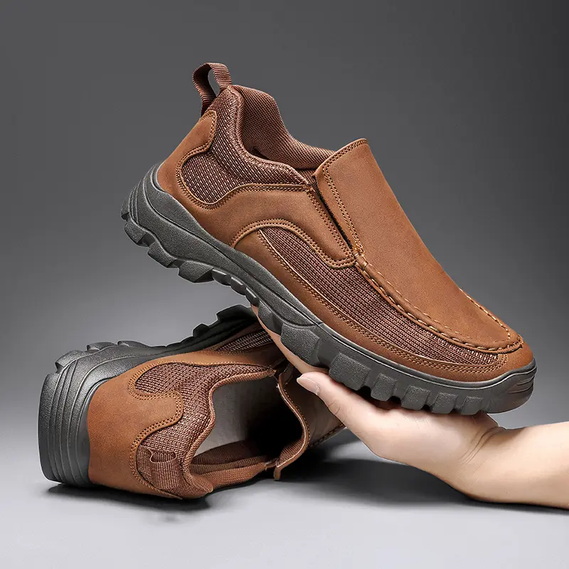 Handmade Leather Casual Shoes Men Sneakers Outdoor Men Shoes Breathable Flats Shoe Hot Sale Platform Slip On Men Loafers
