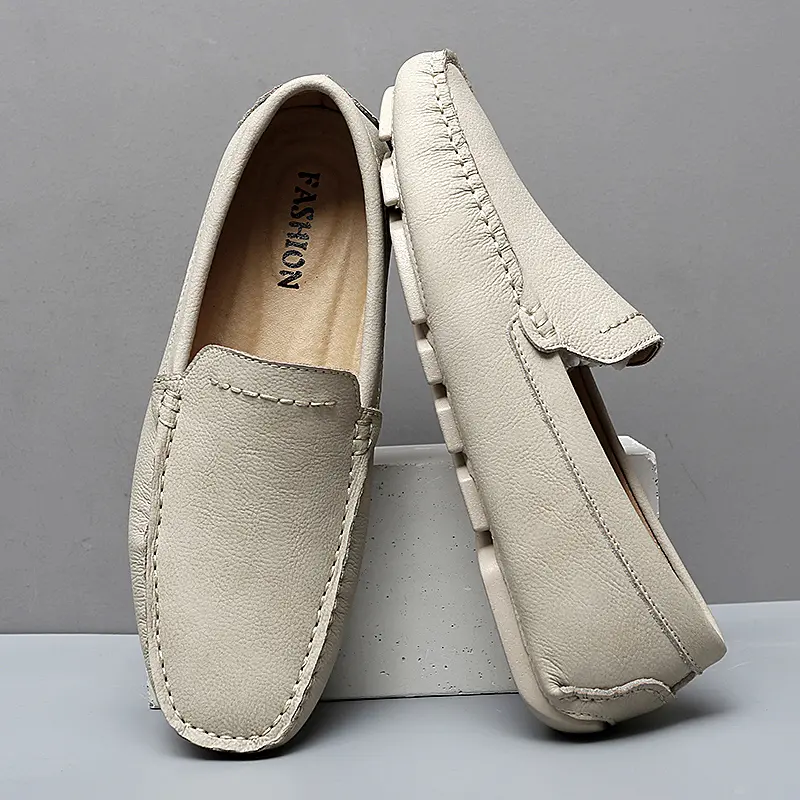 Genuine Leather Men Casual Shoes Luxury Brand Summer Mens Loafers Moccasins Man Breathable Slip on Driving Shoes Plus Size 39-47