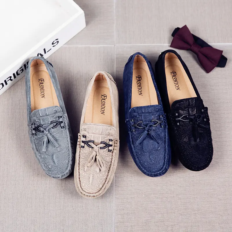 Hot Sale Brand Men Loafers Genuine Leather Suede Men's Casual Shoes Moccasins Slip on Boat Shoes Fashion Tassel Driving Flats