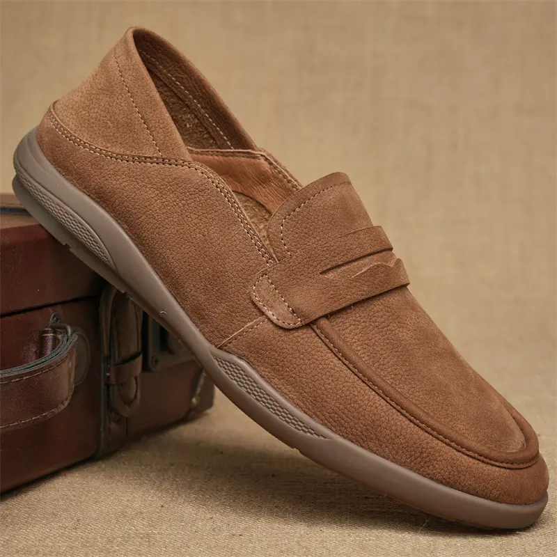 Genuine Leather Men Casual Shoes Social Suede Driving Shoes Luxury Brand Soft Men Loafers Moccasins Slip on Leisure Walking Shoe
