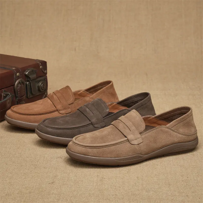 Genuine Leather Men Casual Shoes Social Suede Driving Shoes Luxury Brand Soft Men Loafers Moccasins Slip on Leisure Walking Shoe