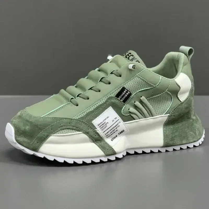 Man Sneakers Summer Mesh Moccasins Lace-up Leather Sports Four Seasons Casual Running Shoes Men's Comfortable Forrest Gump Shoe