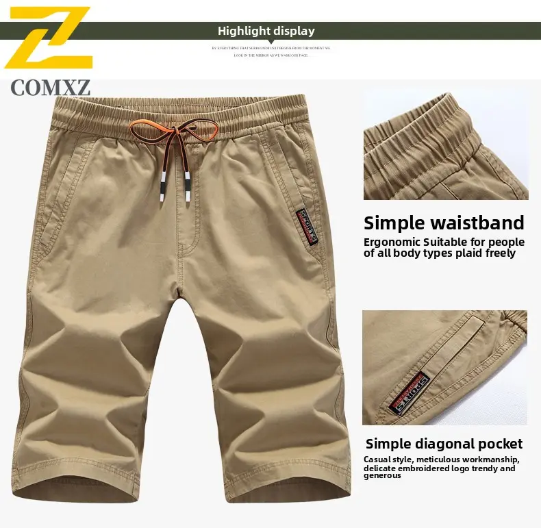 Big Size Men Casual Pant Made Pure Cotton Versatile Skin Friendly Breathable Workwear Shorts Outdoor Camping Hiking Cropped Pant