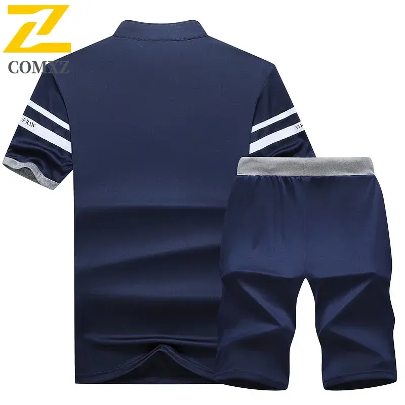 Summer suit Men's Sportswear Casual All-match Solid Color Quick-drying Breathable T-shirt +Jogging Shorts suit 2-piece Tracksuit