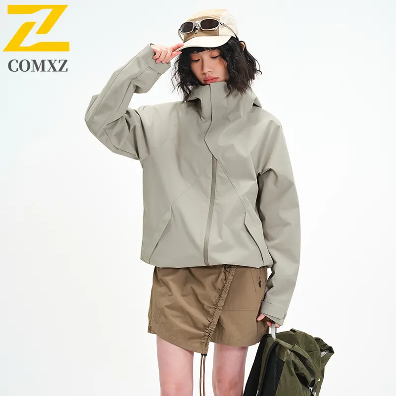 2025 Men's Charge Jacket Soft Shell Windproof Waterproof Wear Resistant Loose Skiing Hooded Coat Outdoor Camp Hiking Windbreaker