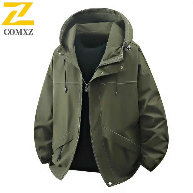 2025 Men's Jackets Windproof Wear Resistant Jacket Pure Color Outdoor Hiking Camping Sports Coat for Men Lightweight Breathable