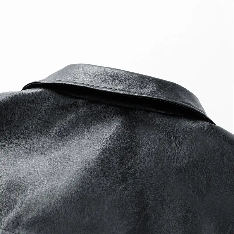 Men's Jacket Stand Collar Casual Travel Multi Pocket Leather Motorcycle Jacket Waterproof Windbreaker Autumn Riding Outerwear