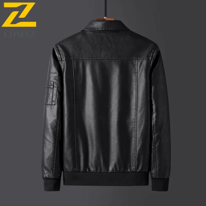 Trendy Men Jackets Spring Autumn Korean Slim Casual Windproof Leather Motorcycle Jacket Outdoor Travel Work Windbreaker Coat