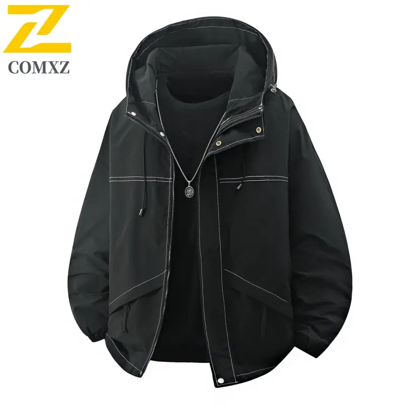2025 Men's Jackets Windproof Wear Resistant Jacket Pure Color Outdoor Hiking Camping Sports Coat for Men Lightweight Breathable