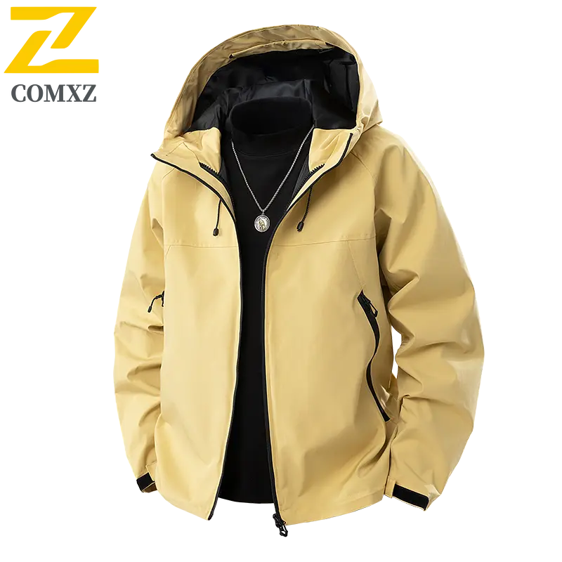 Outdoor Men's Jacket Waterproof Hooded Windbreaker Hiking Mountain Adventure Coat Lightweight Camping Fly Fishing Sportswear