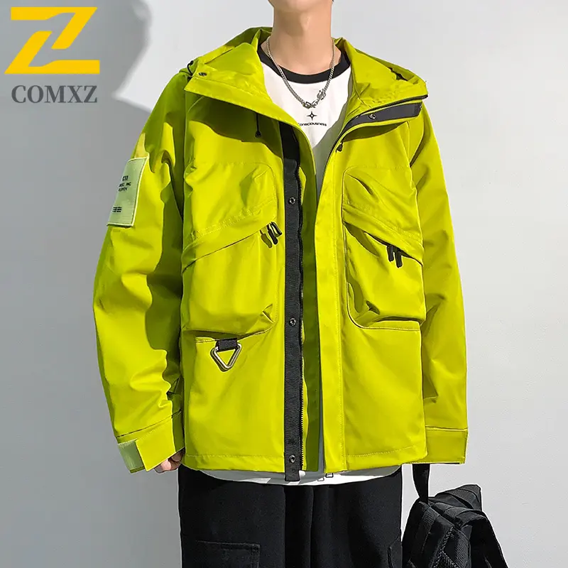 Spring and Autumn Men's Windbreaker Fashion Hoodie Multi Pocket Mountaineering Sports Charge Jacket New Men's Waterproof Coat
