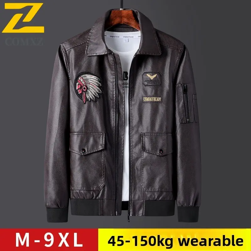 Trendy Men Jackets Spring Autumn Korean Slim Casual Windproof Leather Motorcycle Jacket Outdoor Travel Work Windbreaker Coat