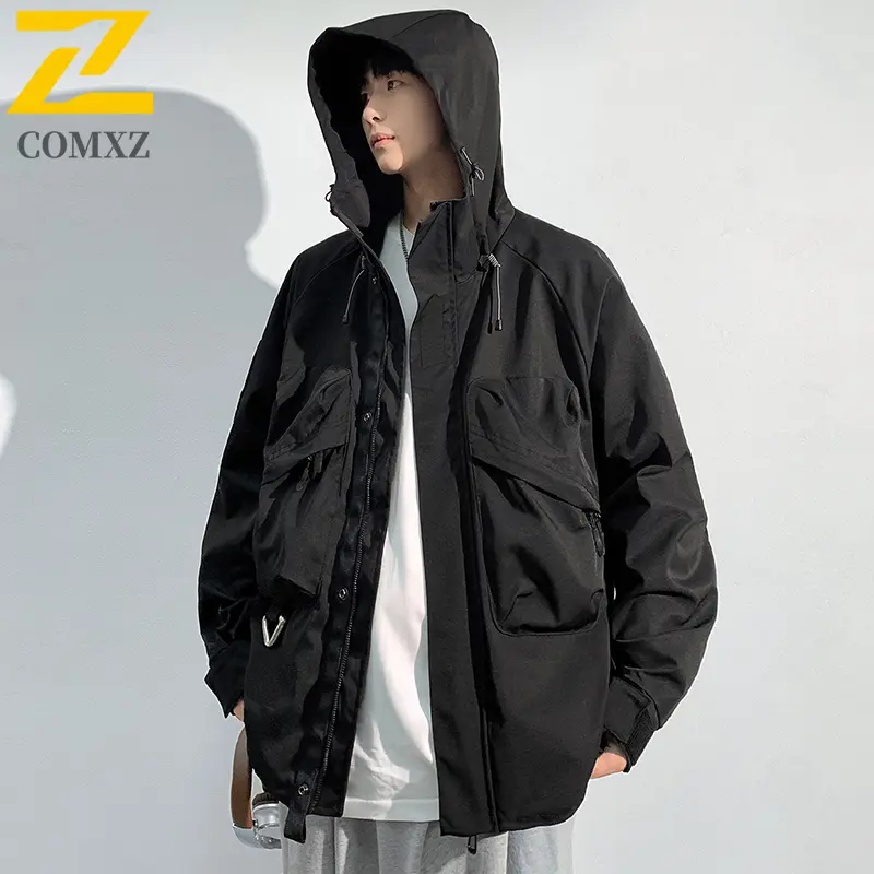 Spring and Autumn Men's Windbreaker Fashion Hoodie Multi Pocket Mountaineering Sports Charge Jacket New Men's Waterproof Coat