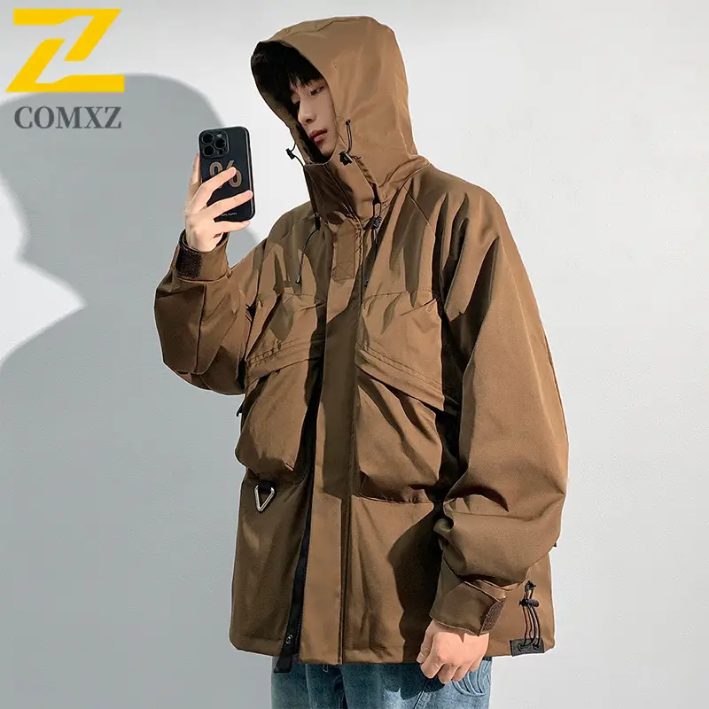 Spring and Autumn Men's Windbreaker Fashion Hoodie Multi Pocket Mountaineering Sports Charge Jacket New Men's Waterproof Coat