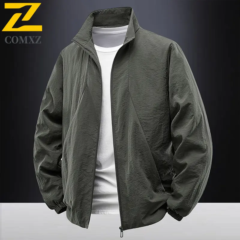 Men's Trendy Jacket Single Layer Windbreaker Stand Collar Outdoor Hiking Jackets Travel Waterproof Breathable Autumn Casual Coat