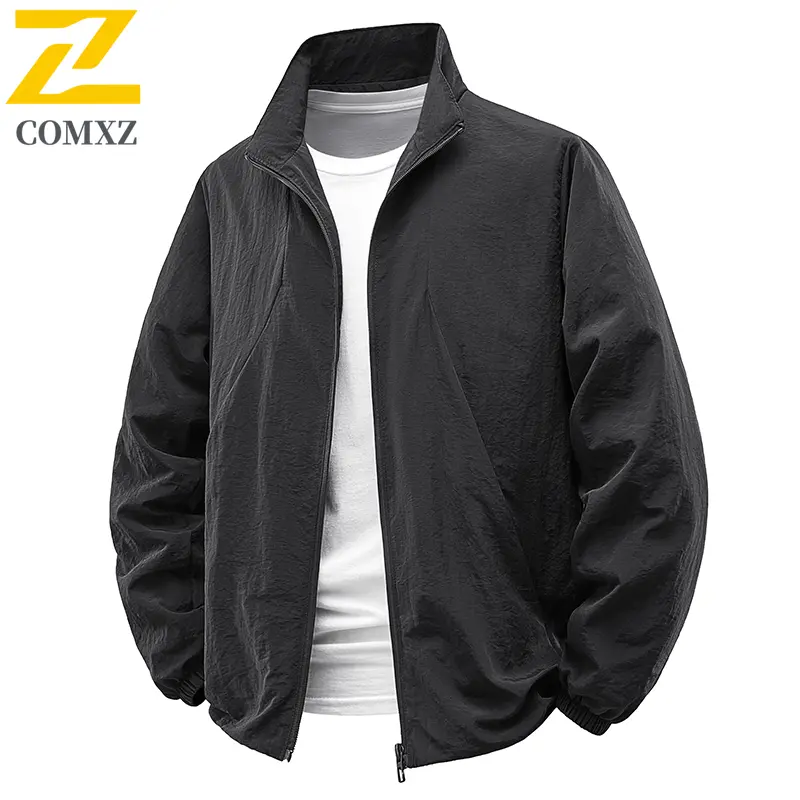 Men's Trendy Jacket Single Layer Windbreaker Stand Collar Outdoor Hiking Jackets Travel Waterproof Breathable Autumn Casual Coat