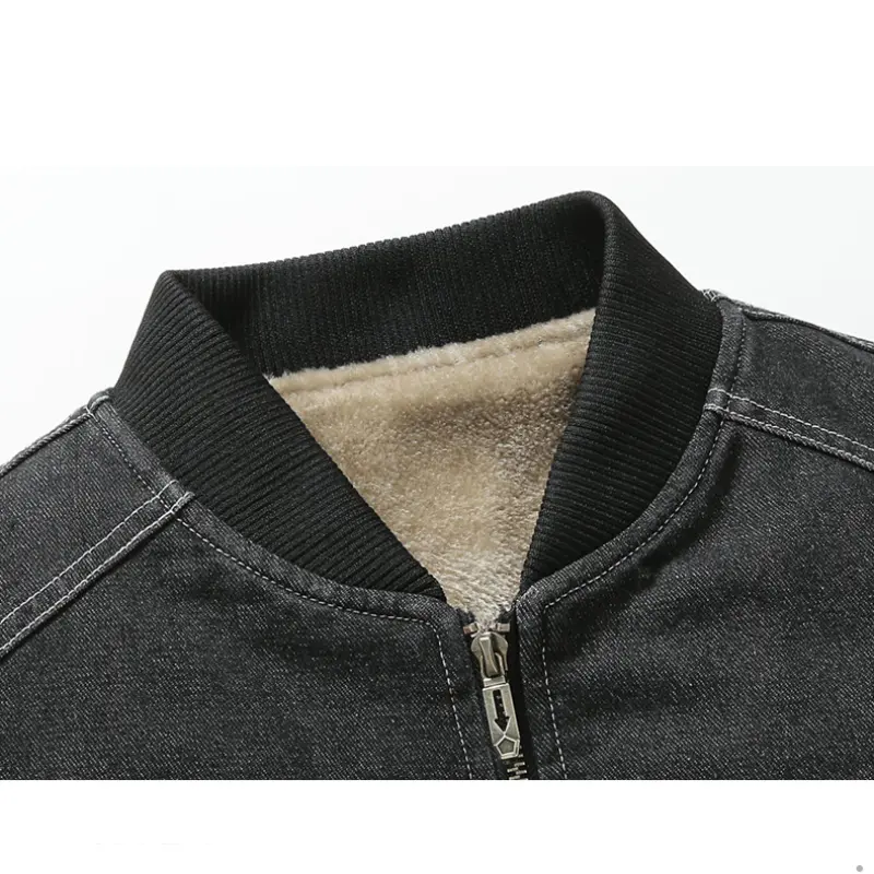 Retro Men's Cargo Denim Jacket Autumn Winter Plus Velvet Warm Fashion Casual Male Coat Trend Versatile Top Outdoor Clothes New