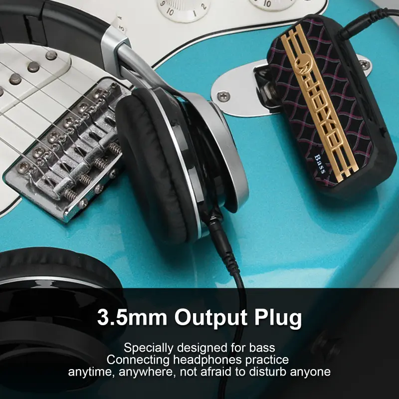 JOYO Mini Amp Portable Electric Bass Headphone Amplifier 3.5mm Plug Play Auxiliary Audio Input Silent Bass Connect CD MP3 Player