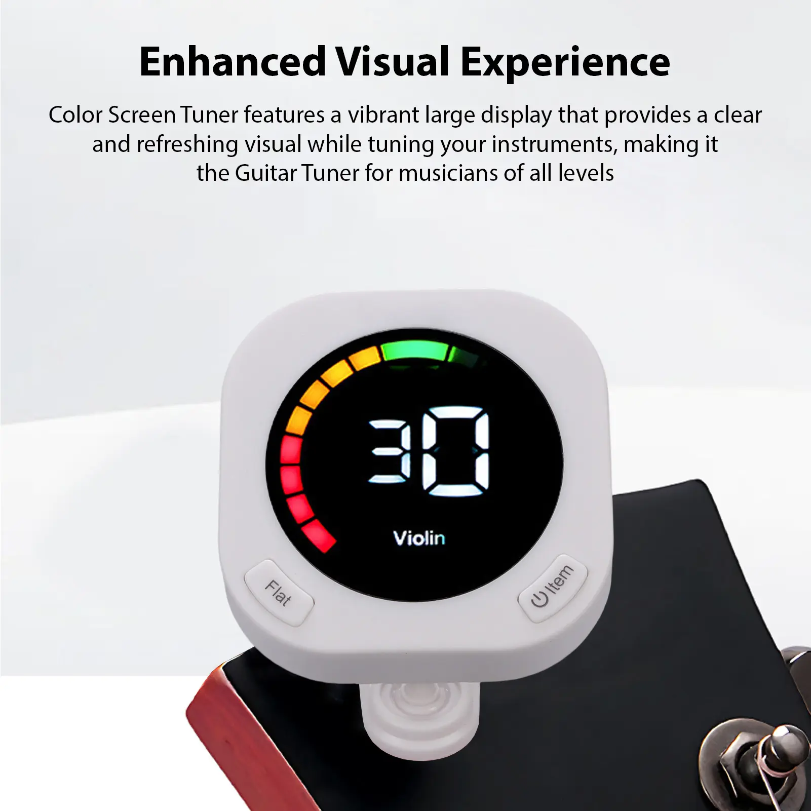 Guitar Tuner Clip On Portable Guitar Tuner with Rotating Clip Color Screen Rechargeable Universal Stringed Instrument Accessorie