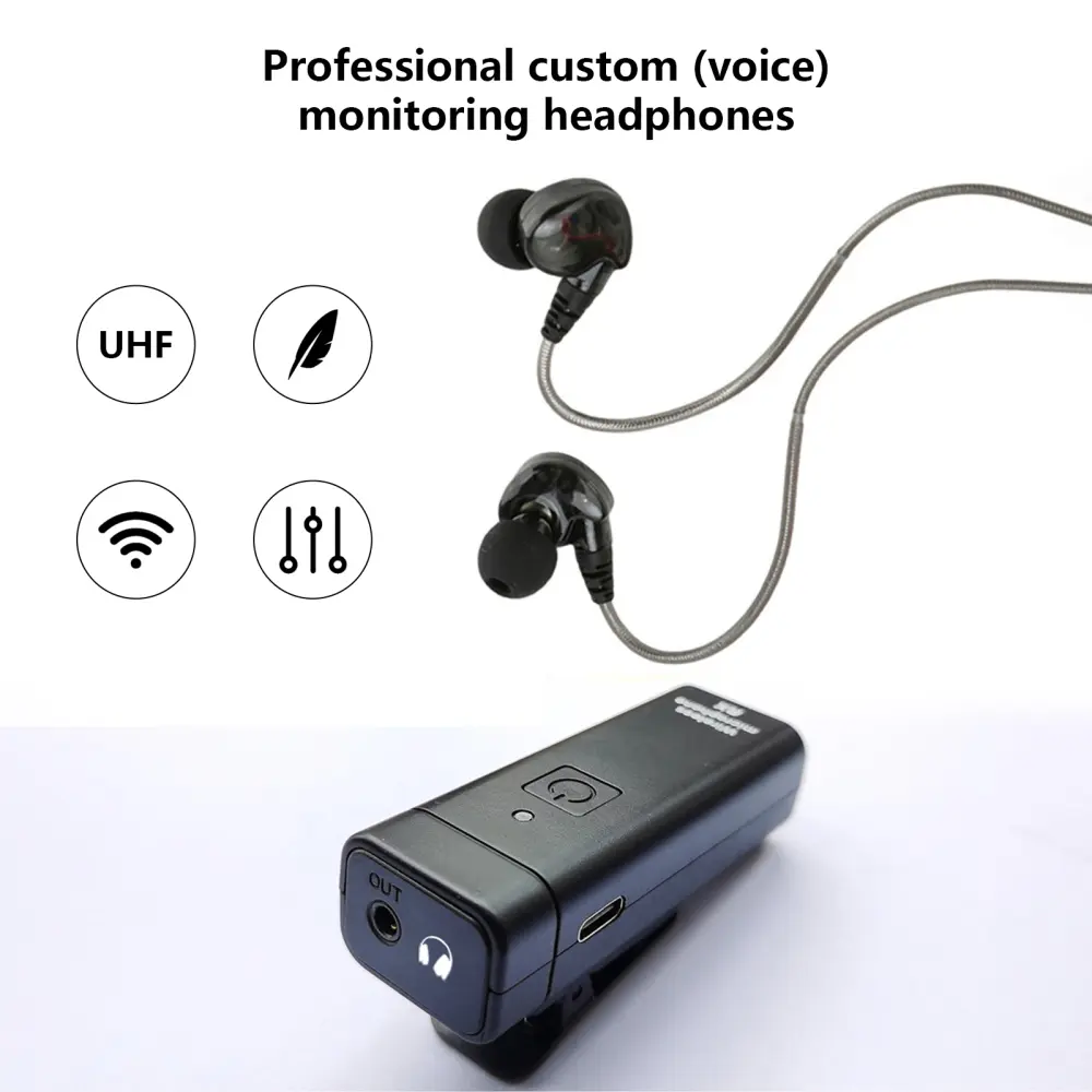 Wireless Earphone Monitoring System Professional IEM Stereo Transmitter Receiver with Real-time Ear Return for Singer Band Stage