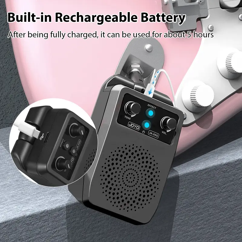 JOYO JA-05G Mini Guitar Speaker BT Voice Adjustment Portable Plug-in Speaker for All Electric Guitars Amplifier 1500mAh