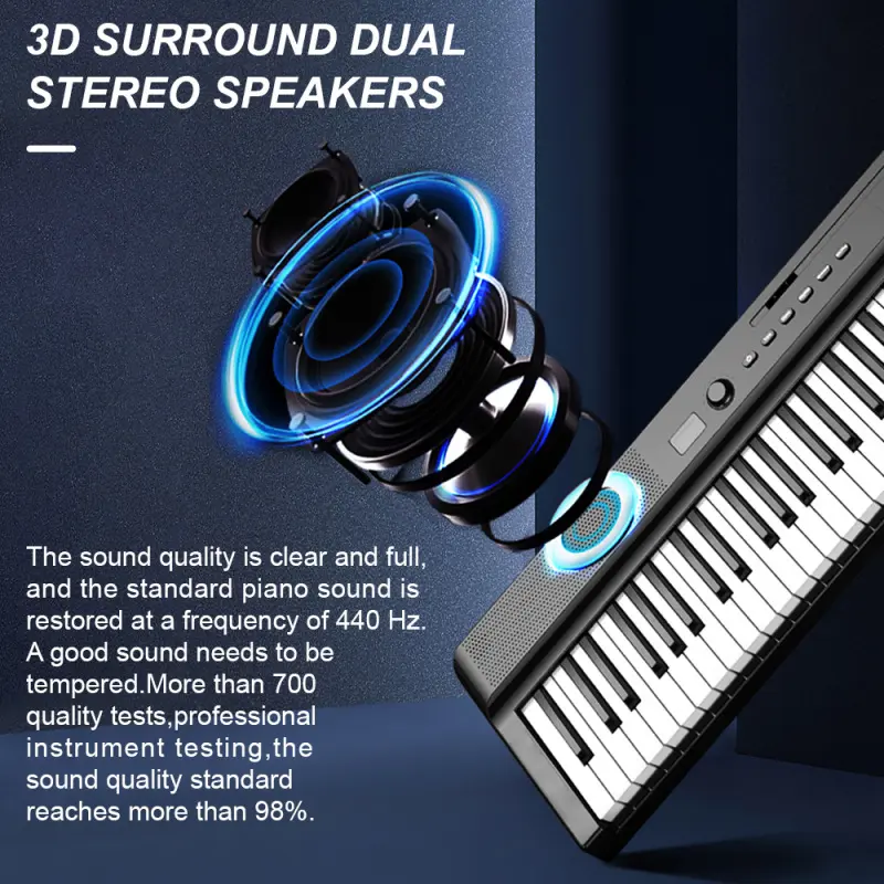 Folding Keyboard Piano 88 Key Full Size Foldable Electronic Organ Tremolo Function and App-Portable for Beginners with Pedal