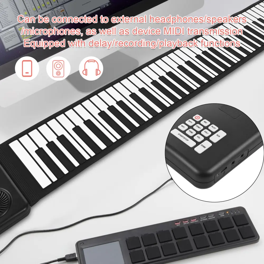 88Key Portable Piano Handroll Electronic Piano Environmental Silicone Foldable Piano Home Practice Professional Electronic Piano