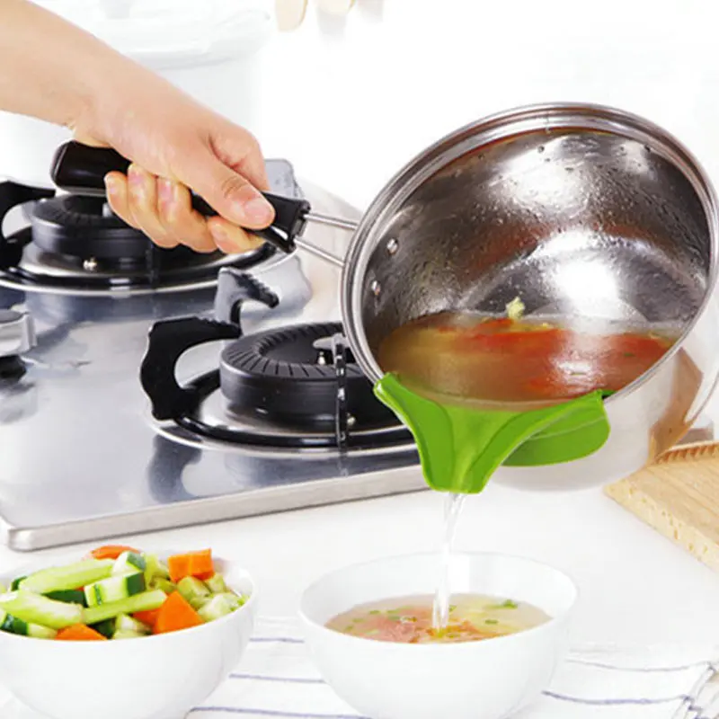 WALFOS Silicone Soup Funnel Kitchen Gadget, Anti-Spill Edge Water Deflector Cookware Tool