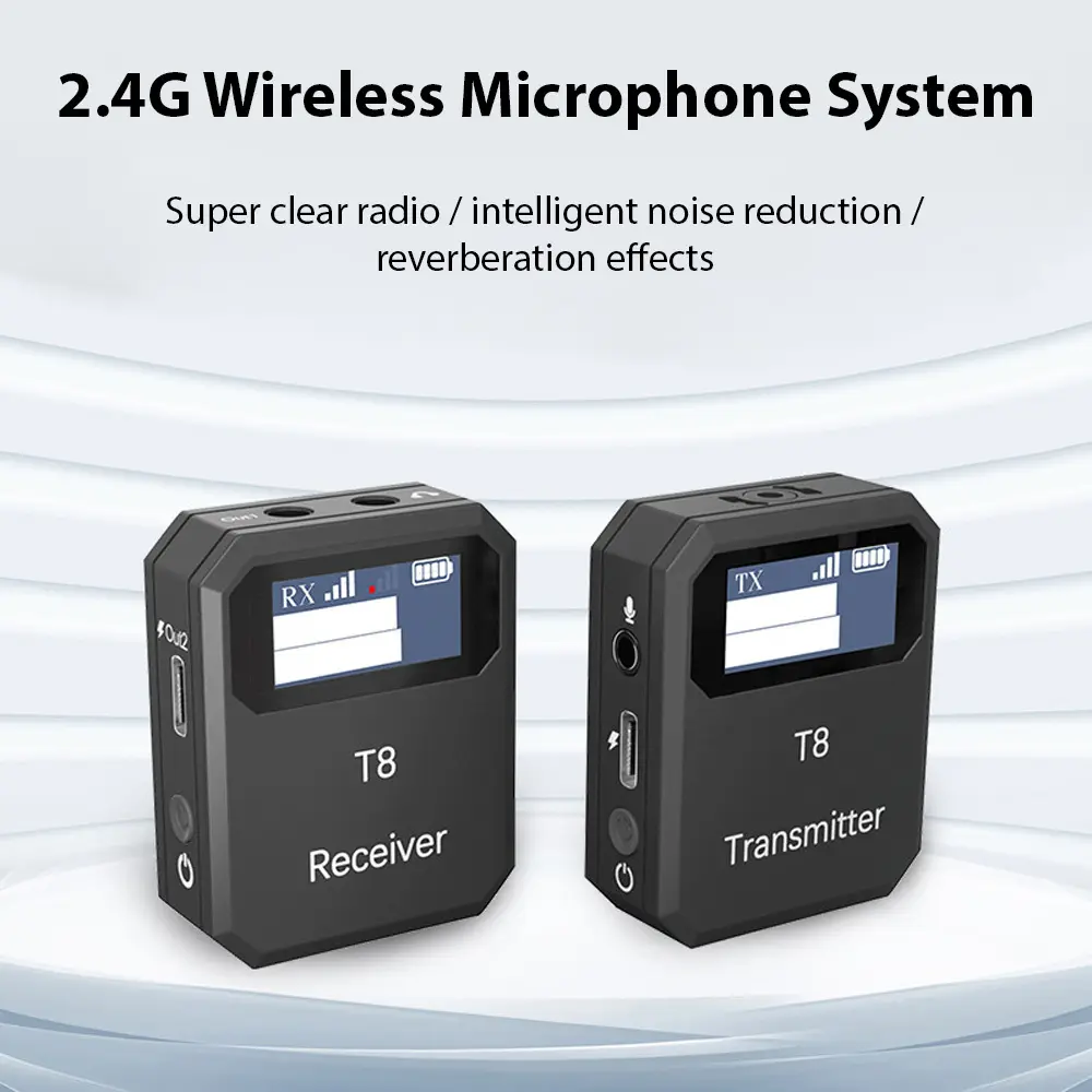 2.4G Wireless Microphone System Lavalier Microphone Transmitter Receiver Noise Reduction UltraLight Professional Collar Clip Mic