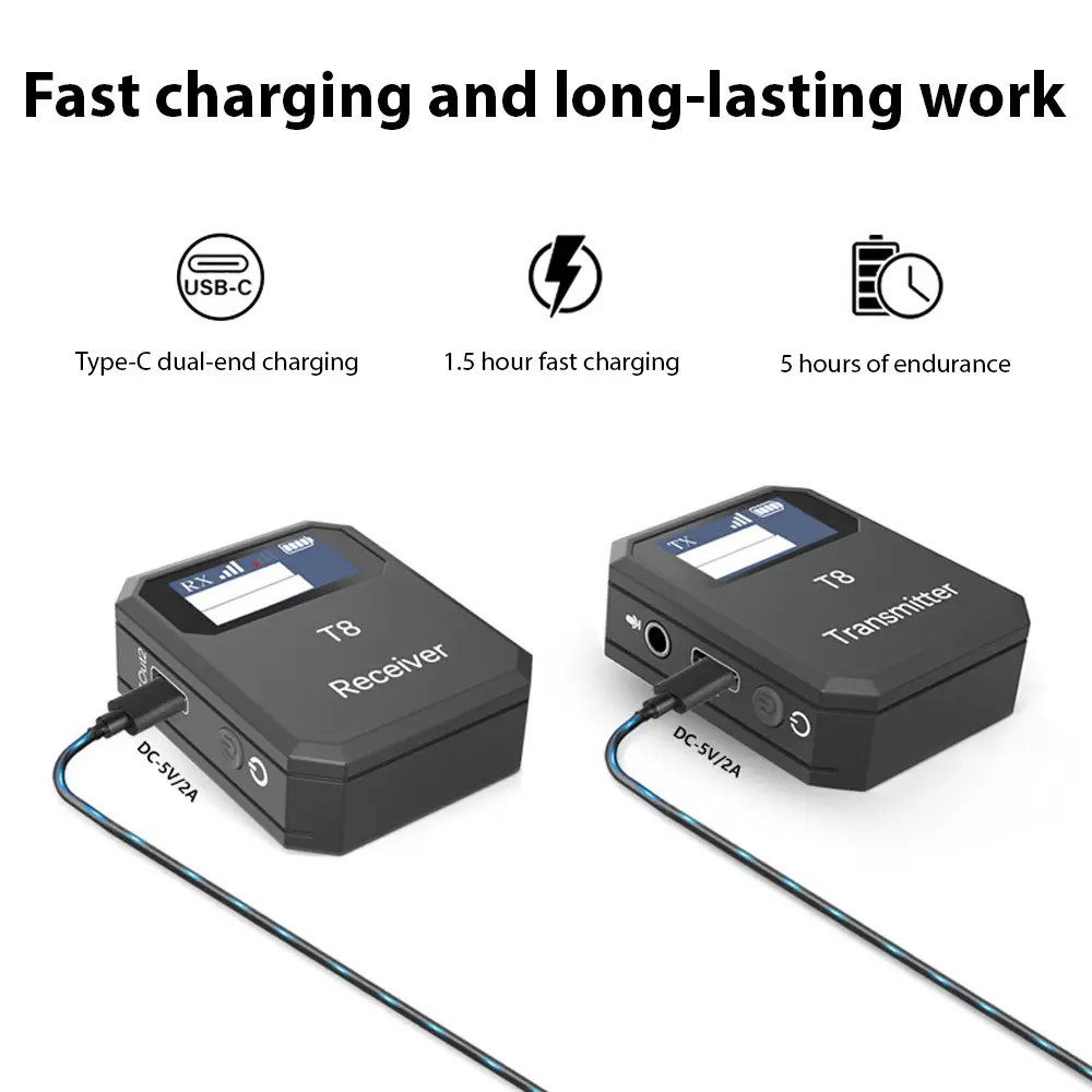 2.4G Wireless Microphone System Lavalier Microphone Transmitter Receiver Noise Reduction UltraLight Professional Collar Clip Mic
