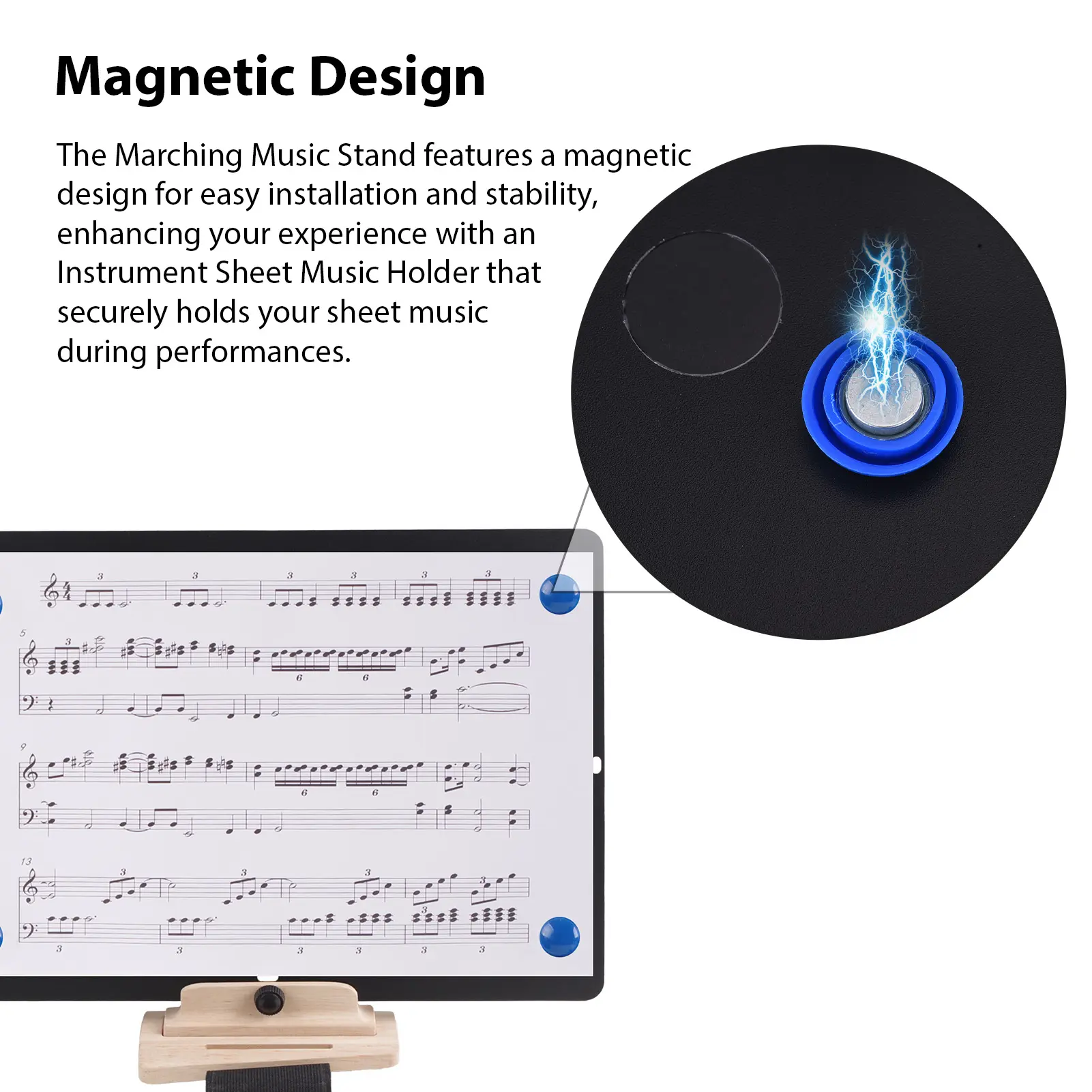 Arm Music Stand Adjustable Marching Band Music Stand Universal Arm Music Sheets Stand Wind Instrument Accessories
